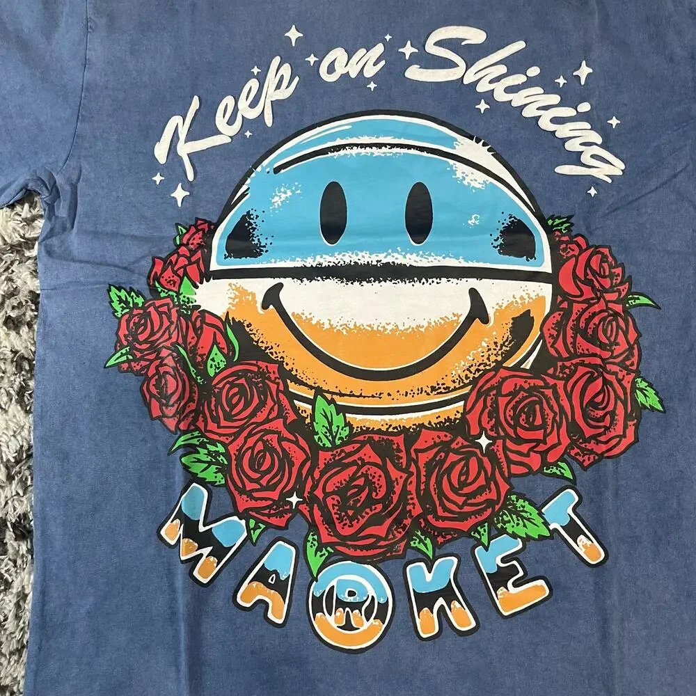 NWT MARKET STUDIOS SMILEY® KEEP‎ ON SHINING WASHED T-SHIRT SIZE M
